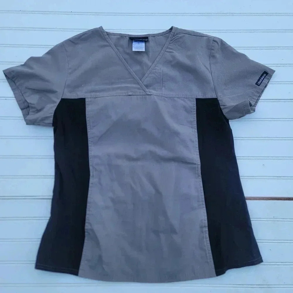 Lot Of 6 Womens Scrub Uniform Tops Blue Brown  Green Cherokee SB Sz M - Picture 5 of 8